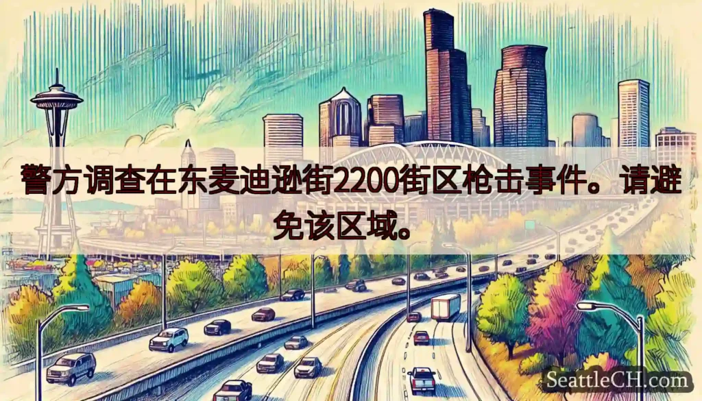 警方调查在东麦迪逊街2200街区枪击事件。请避免该区域。