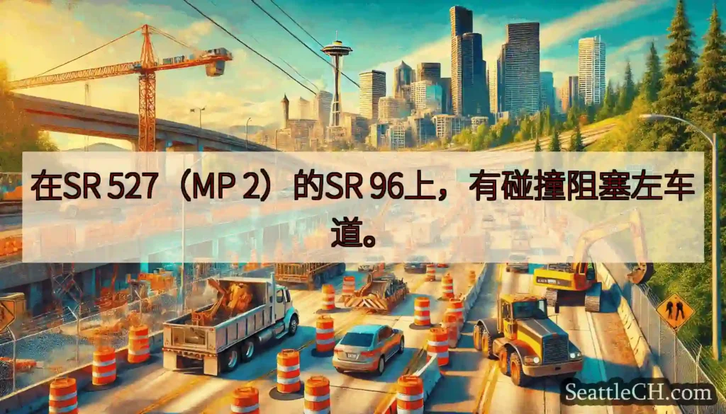 在SR 527（MP 2）的SR 96上，有碰撞阻塞左车道。