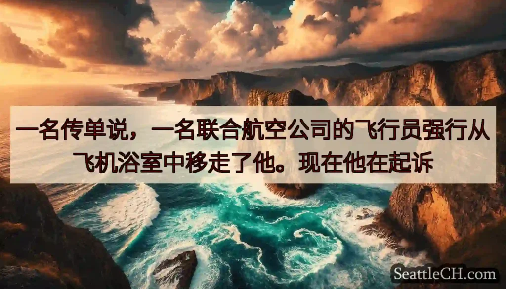 一名传单说，一名联合航空公司的飞行员强行从飞机浴室中移走了他。现在他在起诉