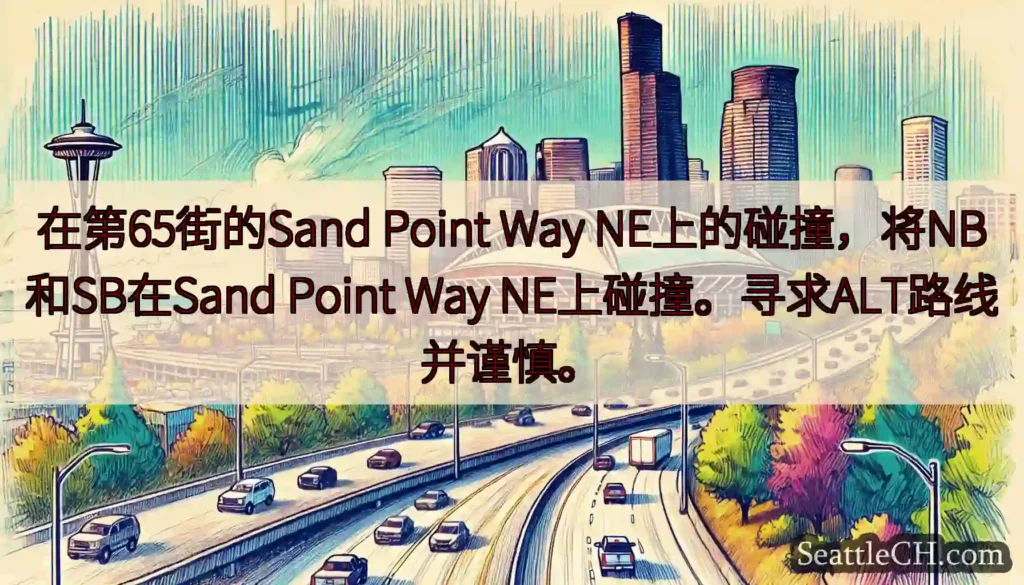 在第65街的Sand Point Way NE上的碰撞，将NB和SB在Sand Point Way