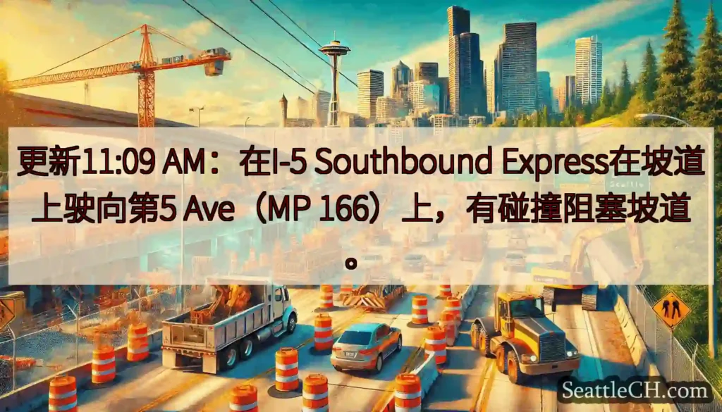 更新11:09 AM：在I-5 Southbound Express在坡道上驶向第5 Ave（MP