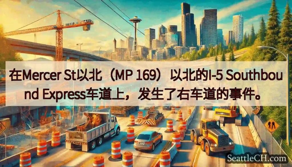 在Mercer St以北（MP 169）以北的I-5 Southbound