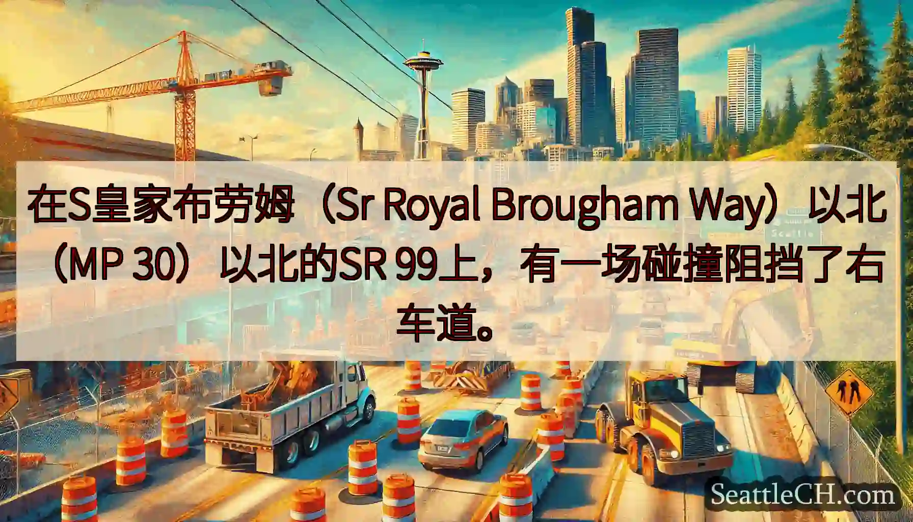 在S皇家布劳姆（Sr Royal Brougham Way）以北（MP 30）以北的SR
