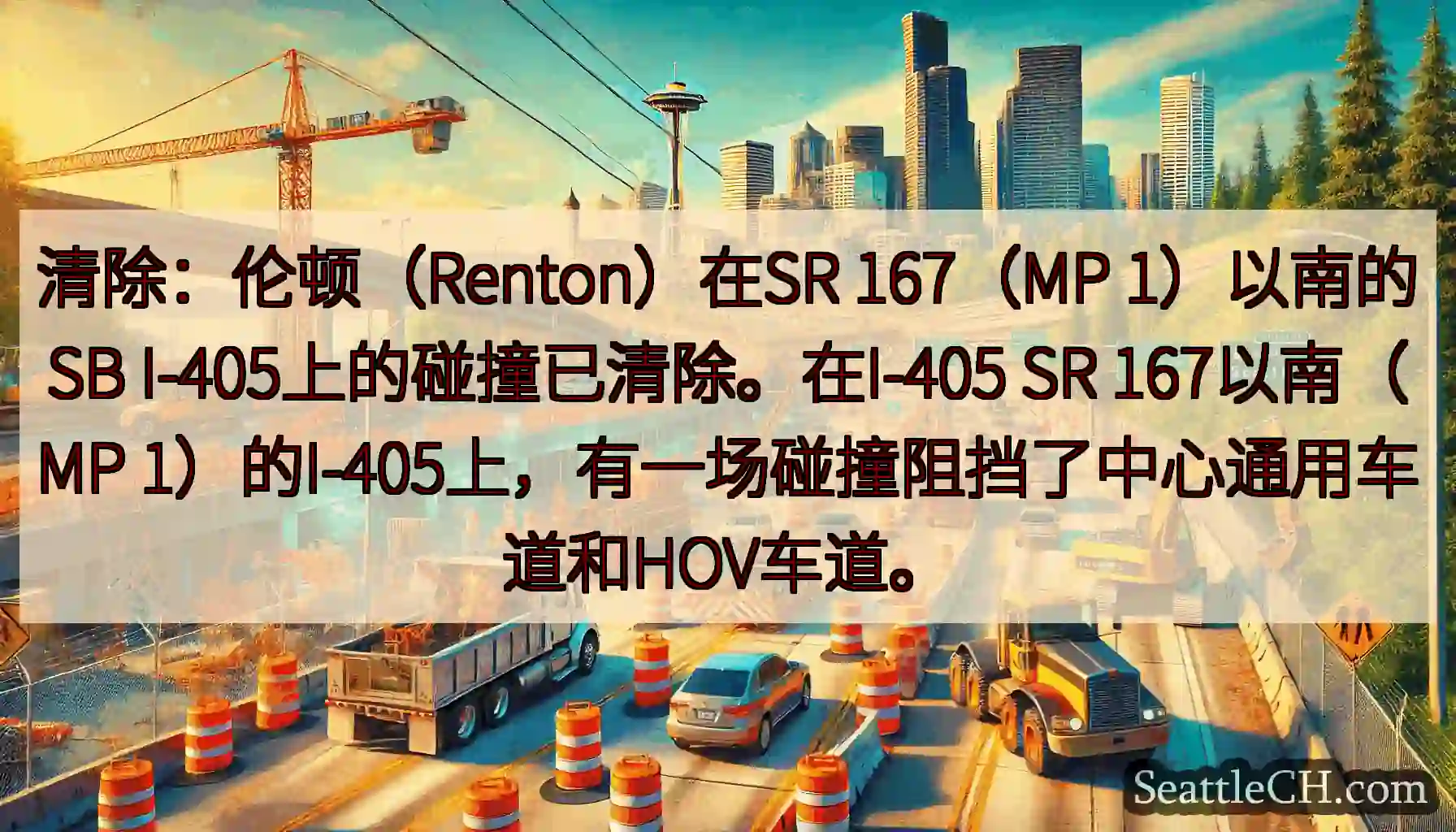 清除：伦顿（Renton）在SR 167（MP 1）以南的SB