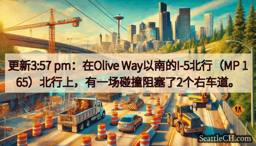 更新3:57 pm：在Olive Way以南的I-5北行（MP