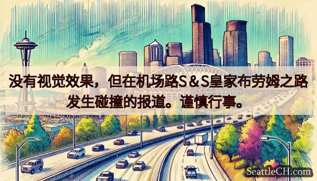 没有视觉效果，但在机场路S＆S皇家布劳姆之路发生碰撞的报道。谨慎行事。