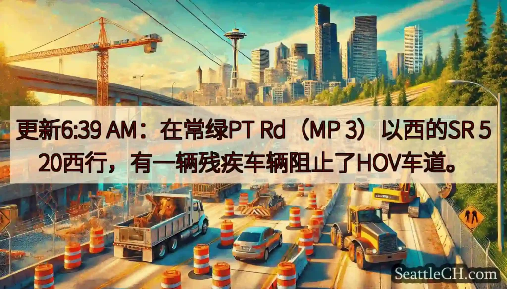 更新6:39 AM：在常绿PT Rd（MP 3）以西的SR