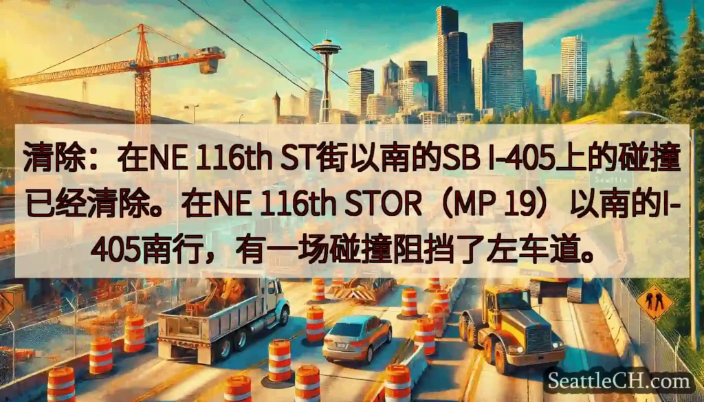 清除：在NE 116th ST街以南的SB I-405上的碰撞已经清除。在NE 116th