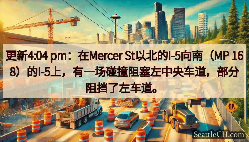 更新4:04 pm：在Mercer St以北的I-5向南（MP