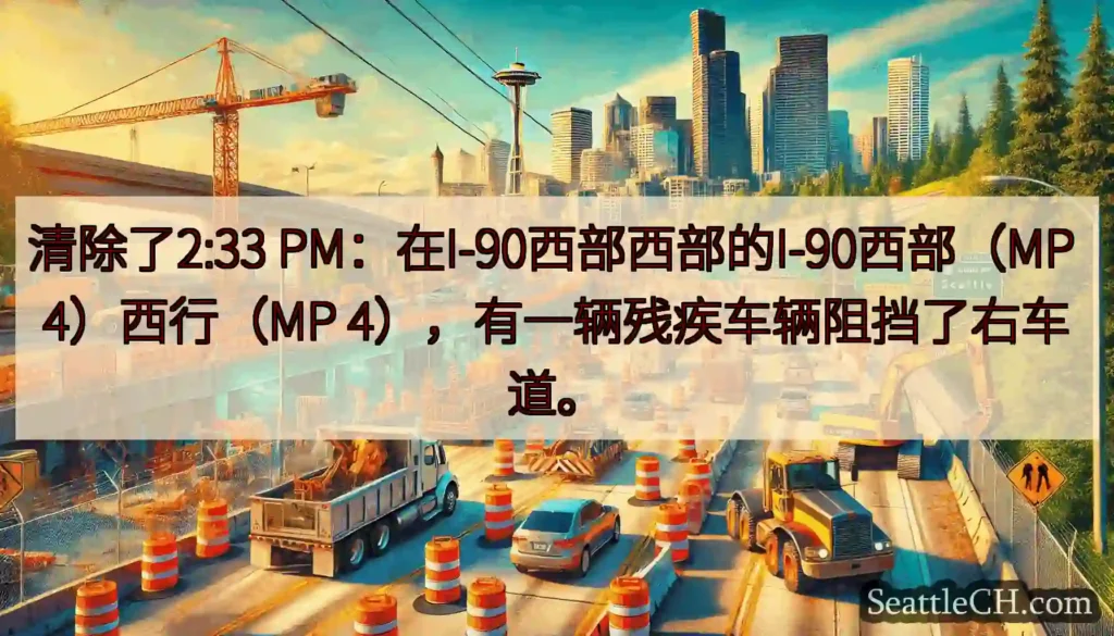 清除了2:33 PM：在I-90西部西部的I-90西部（MP 4）西行（MP
