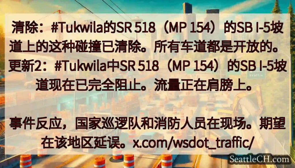 清除：#Tukwila的SR 518（MP 154）的SB