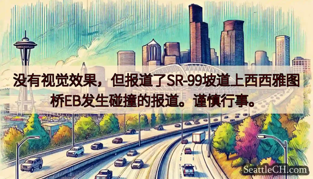 没有视觉效果，但报道了SR-99坡道上西西雅图桥EB发生碰撞的报道。谨慎行事。