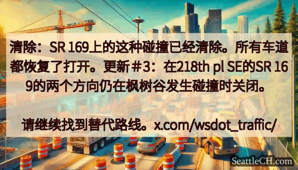 清除：SR 169上的这种碰撞已经清除。所有车道都恢复了打开。更新＃3：在218th pl