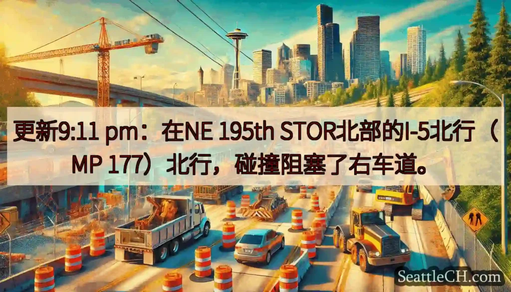 更新9:11 pm：在NE 195th STOR北部的I-5北行（MP