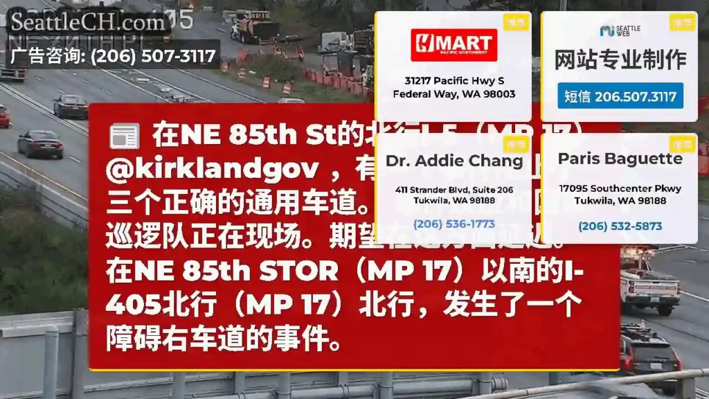 在NE 85th St的北行I-5（MP 17）