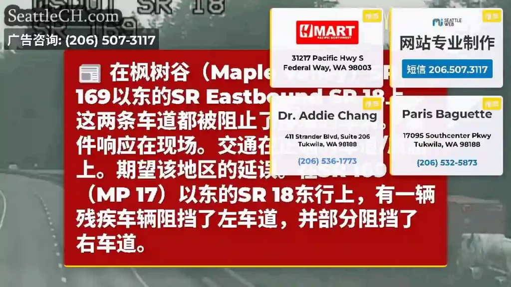 在枫树谷（Maple Valley）SR 169以东的SR Eastbound SR