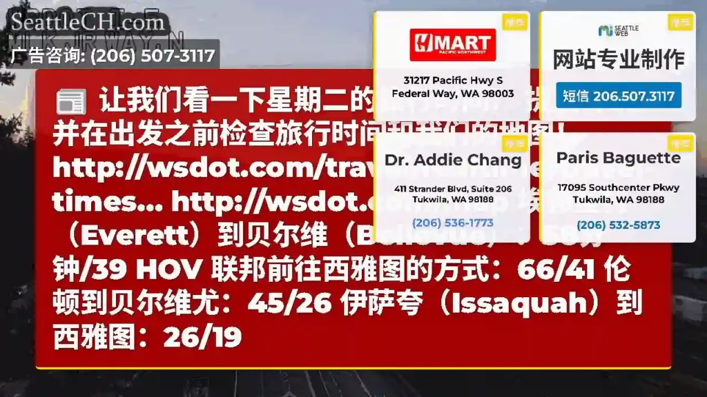 让我们看一下星期二的旅行时间！
