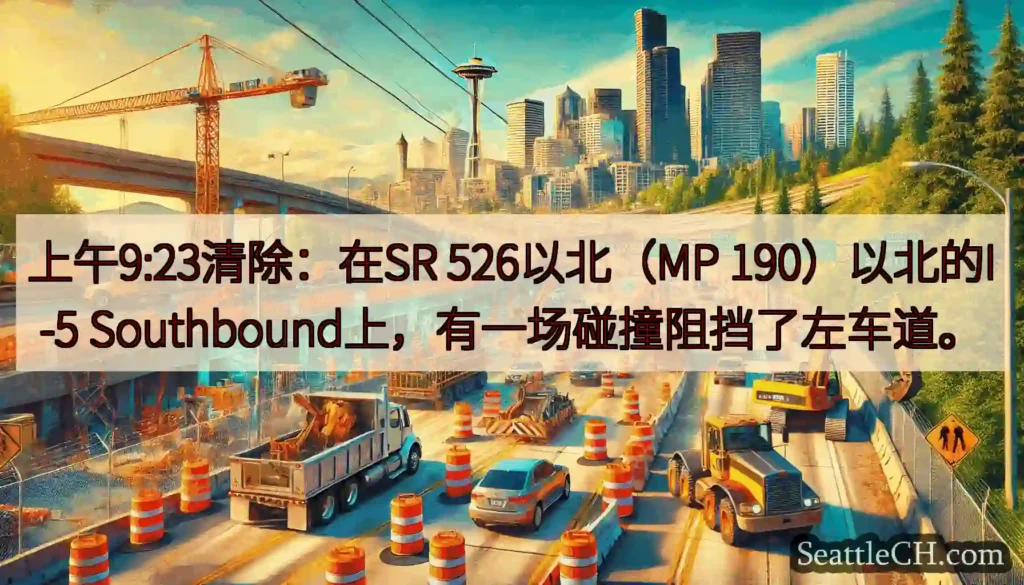 上午9:23清除：在SR 526以北（MP 190）以北的I-5