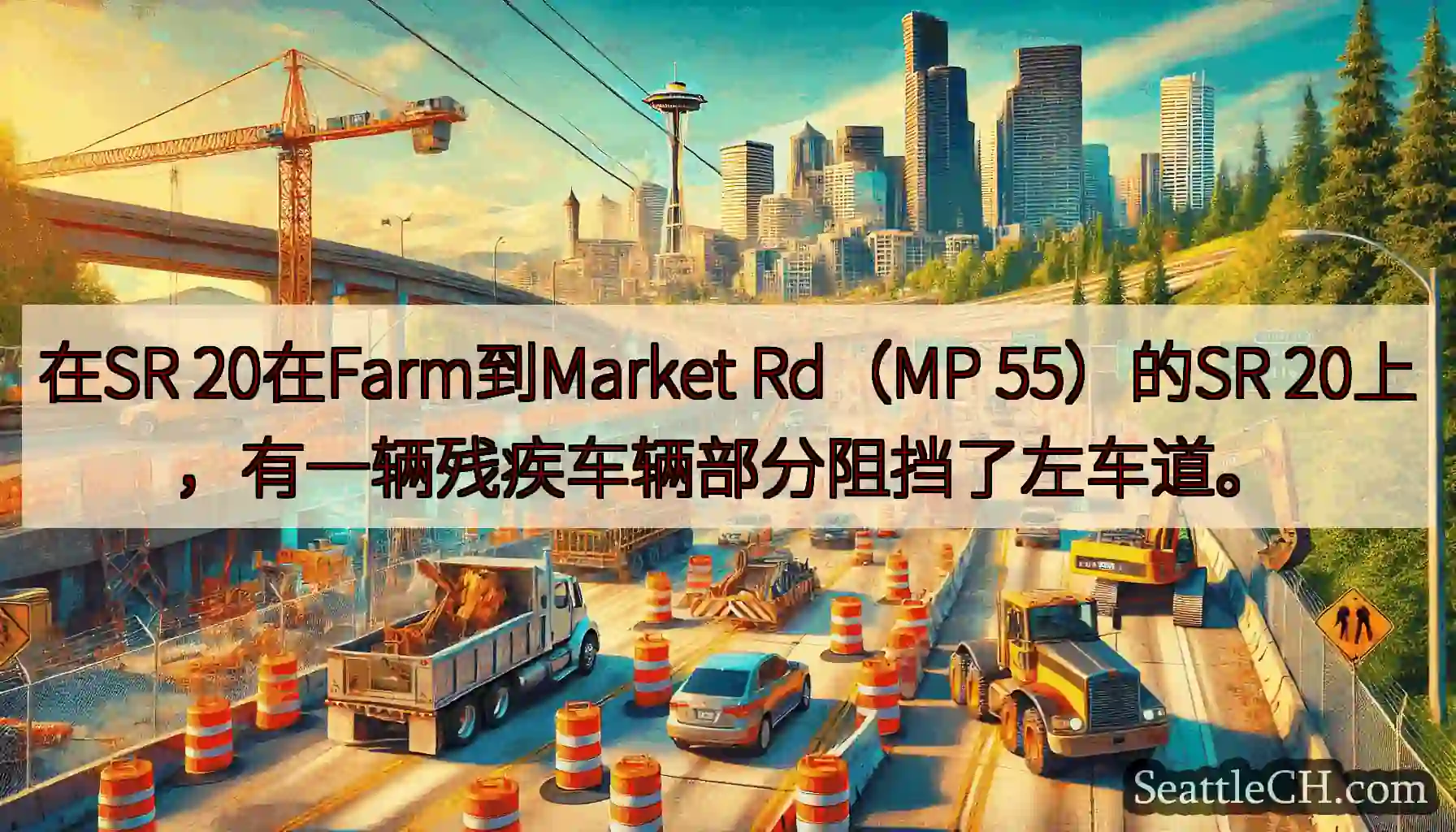 在SR 20在Farm到Market Rd（MP 55）的SR