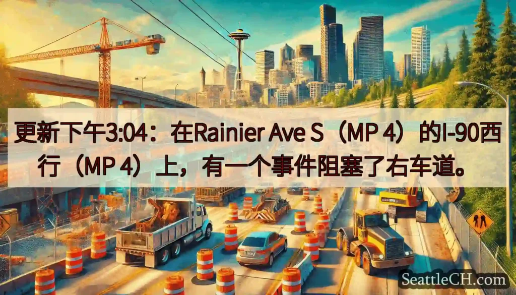 更新下午3:04：在Rainier Ave S（MP 4）的I-90西行（MP