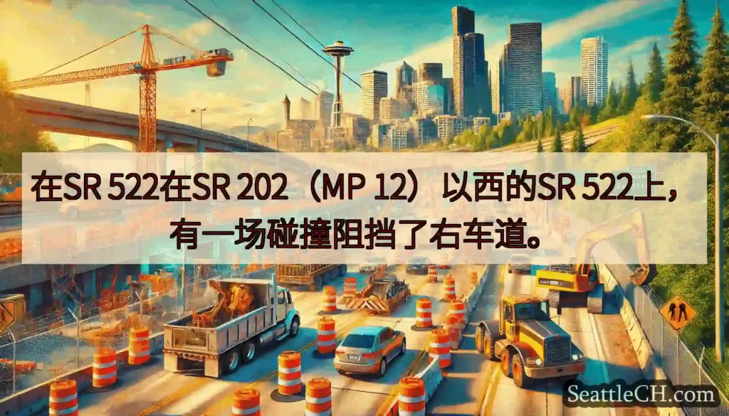 在SR 522在SR 202（MP 12）以西的SR 522上，有一场碰撞阻挡了右车道。
