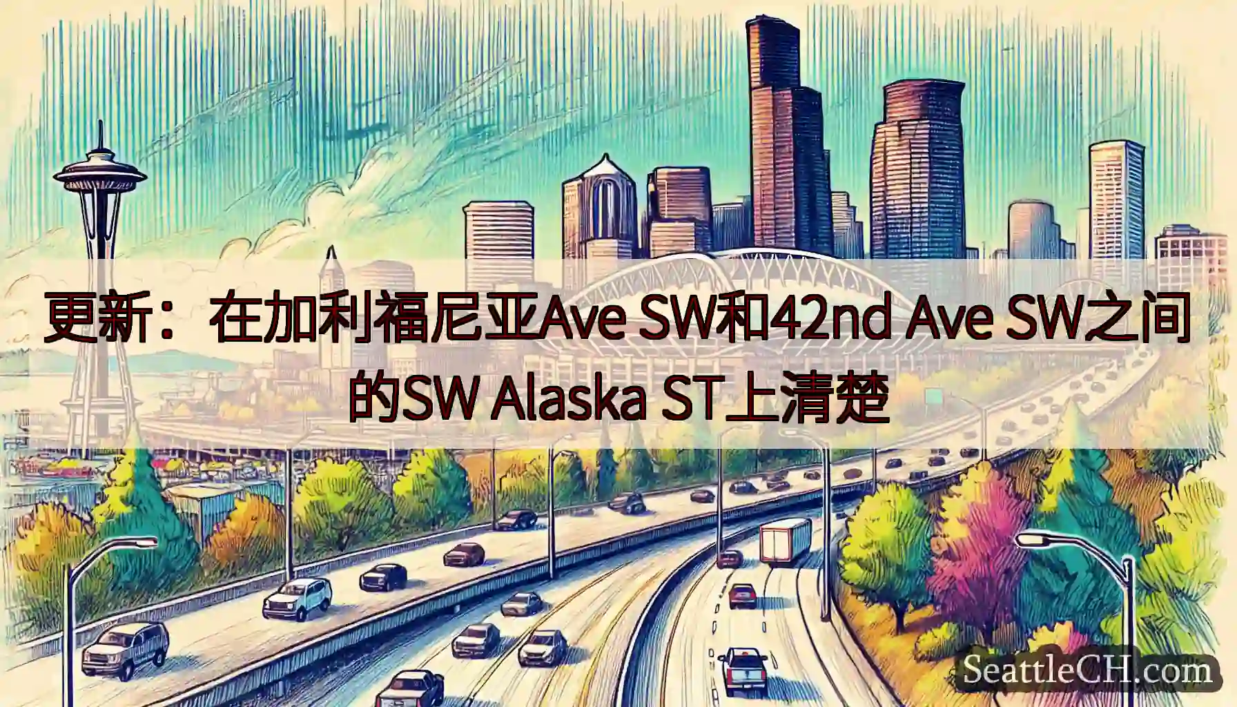 更新：在加利福尼亚Ave SW和42nd Ave SW之间的SW Alaska ST上清楚