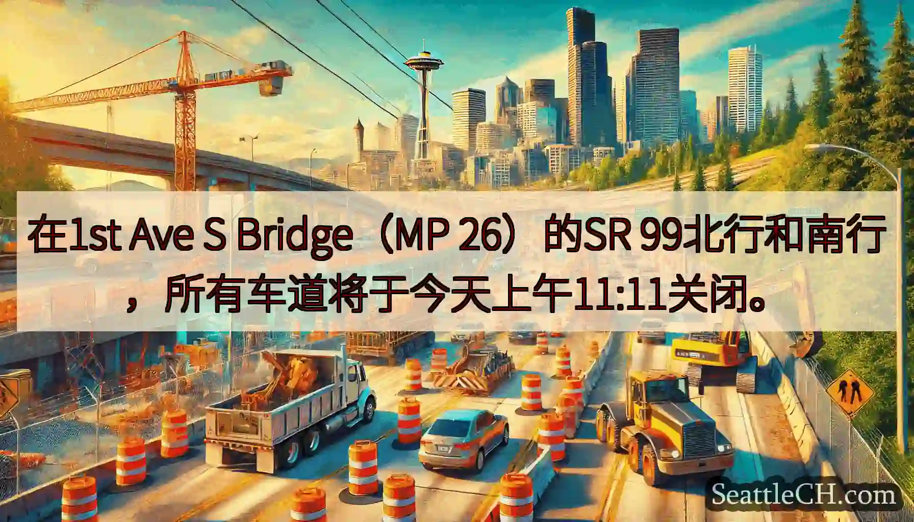 在1st Ave S Bridge（MP 26）的SR