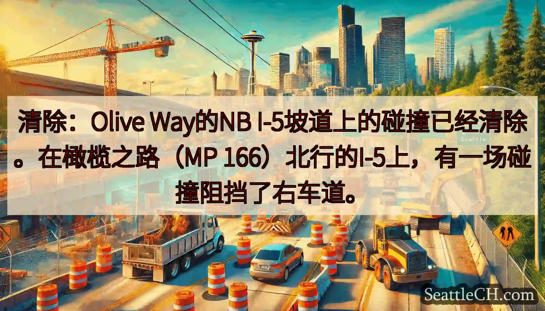 清除：Olive Way的NB I-5坡道上的碰撞已经清除。在橄榄之路（MP