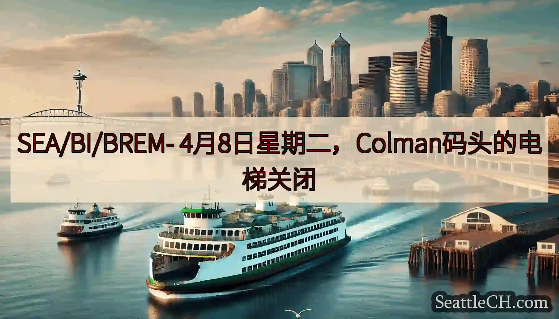 SEA/BI/BREM- 4月8日星期二，Colman码头的电梯关闭