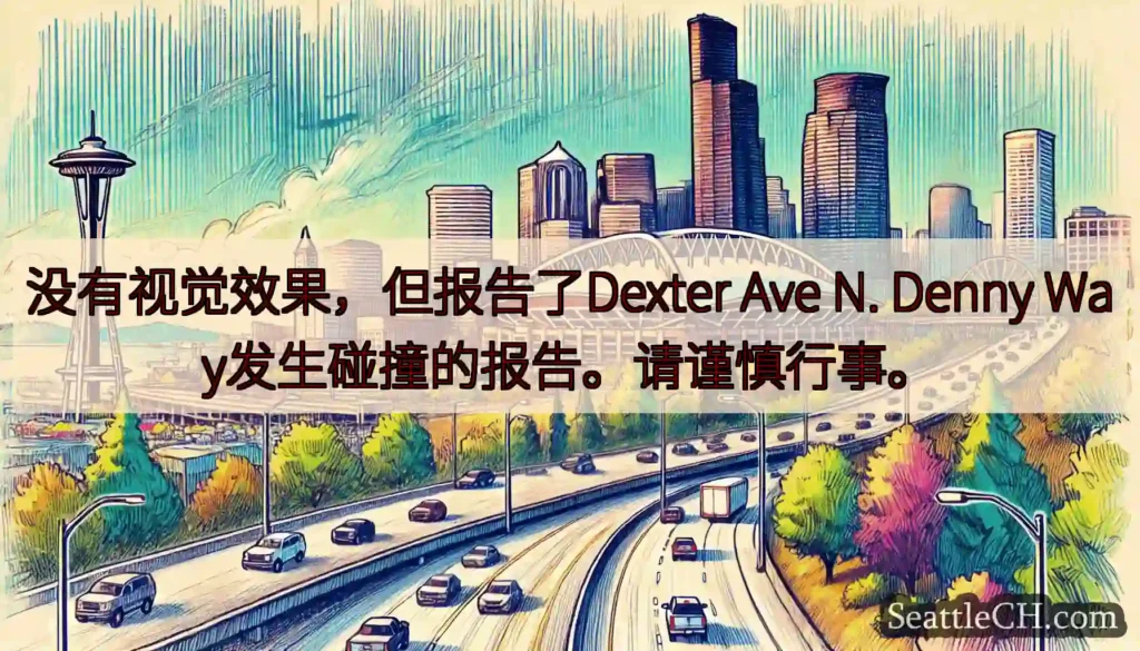 没有视觉效果，但报告了Dexter Ave N. Denny Way发生碰撞的报告。请谨慎行事。