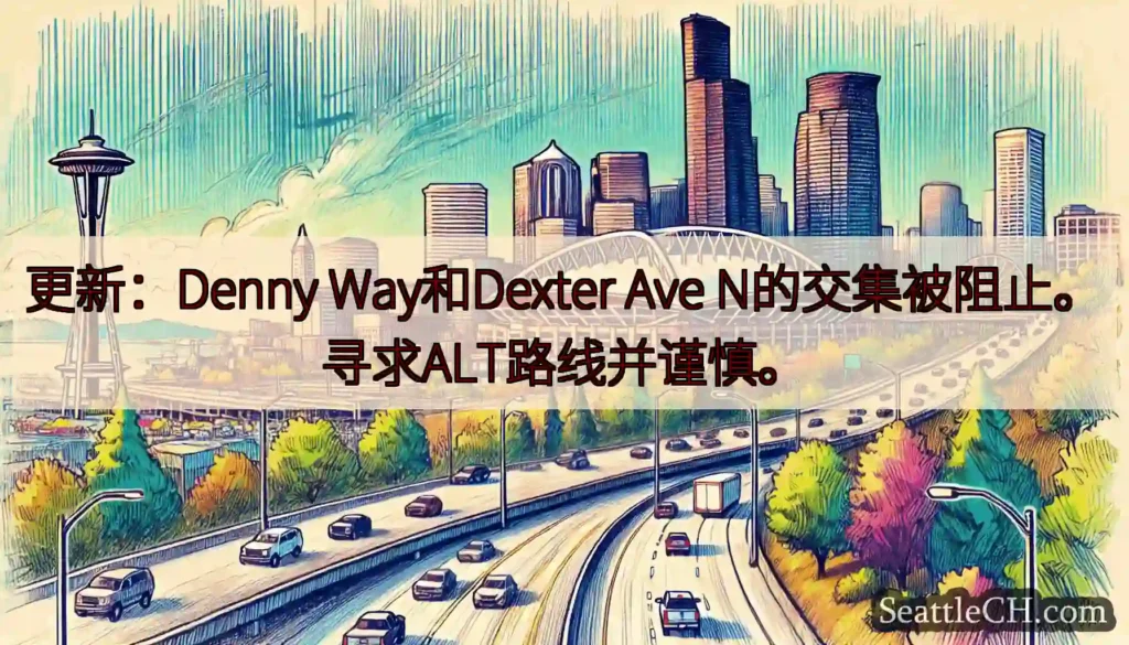 更新：Denny Way和Dexter Ave N的交集被阻止。寻求ALT路线并谨慎。