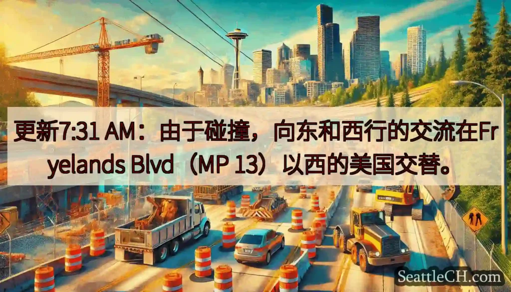 更新7:31 AM：由于碰撞，向东和西行的交流在Fryelands Blvd（MP