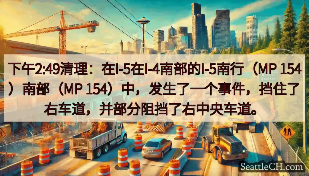 下午2:49清理：在I-5在I-4南部的I-5南行（MP 154）南部（MP