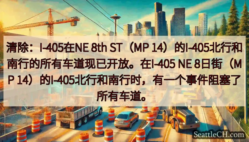清除：I-405在NE 8th ST（MP