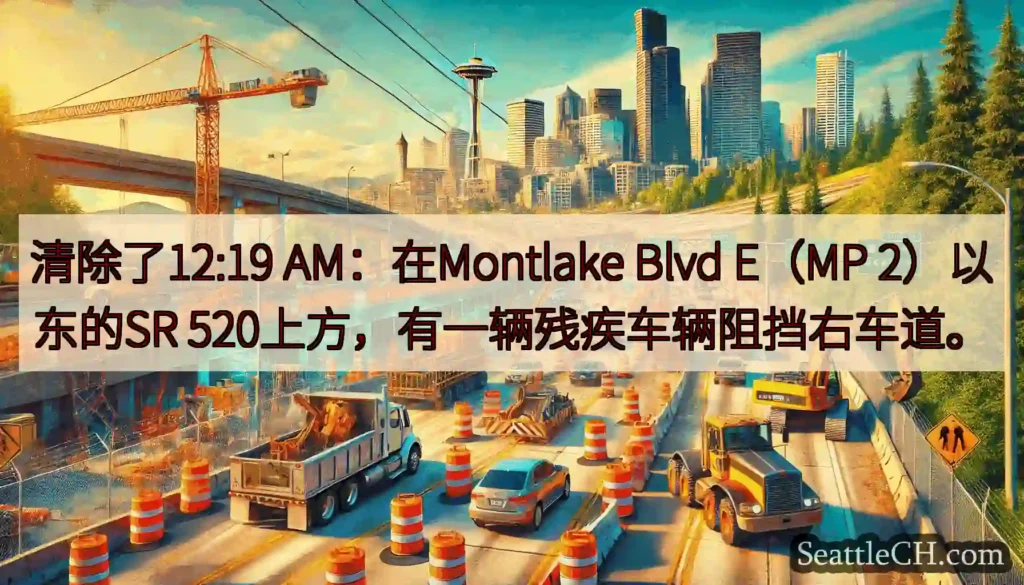 清除了12:19 AM：在Montlake Blvd E（MP 2）以东的SR