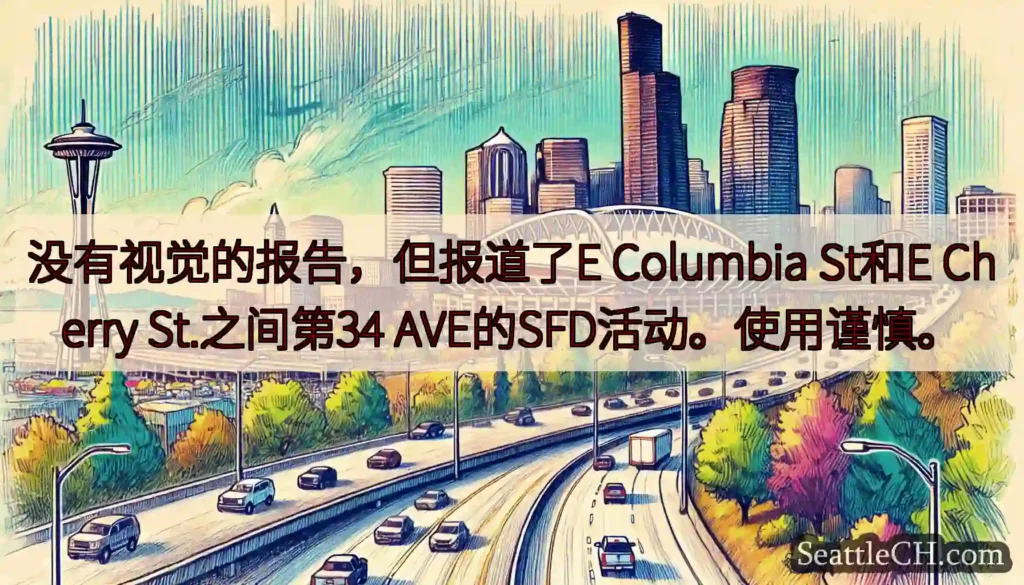 没有视觉的报告，但报道了E Columbia St和E Cherry St.之间第34