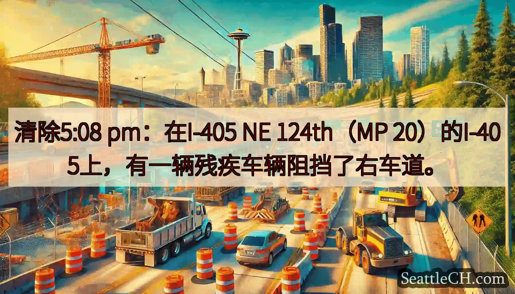 清除5:08 pm：在I-405 NE 124th（MP