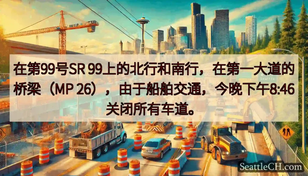 在第99号SR 99上的北行和南行，在第一大道的桥梁（MP