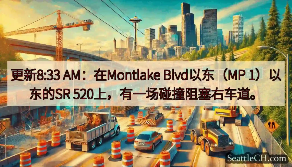 更新8:33 AM：在Montlake Blvd以东（MP 1）以东的SR