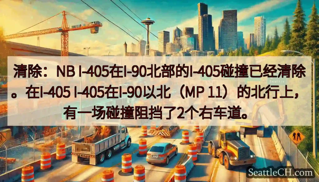 清除：NB I-405在I-90北部的I-405碰撞已经清除。在I-405