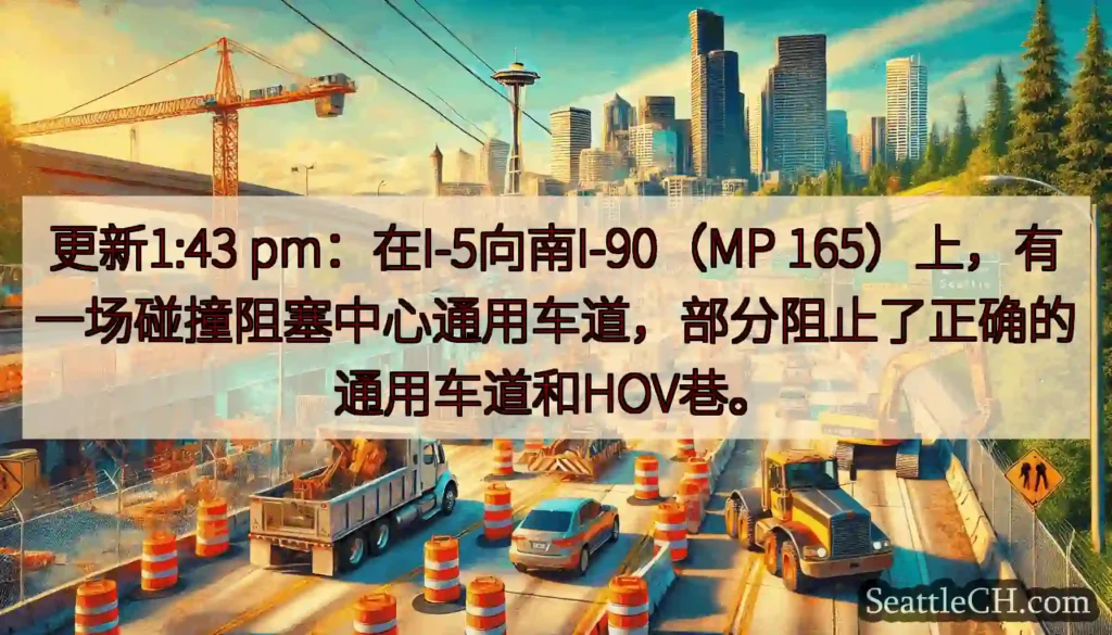 更新1:43 pm：在I-5向南I-90（MP