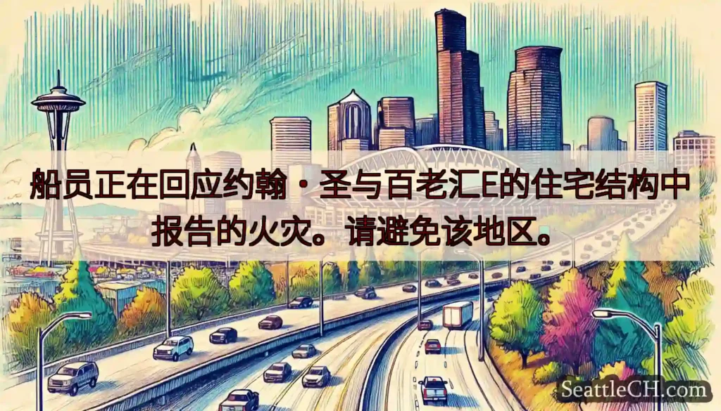 船员正在回应约翰·圣与百老汇E的住宅结构中报告的火灾。请避免该地区。