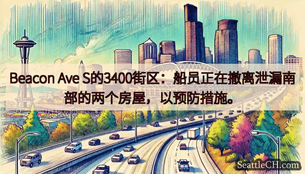 Beacon Ave S的3400街区：船员正在撤离泄漏南部的两个房屋，以预防措施。