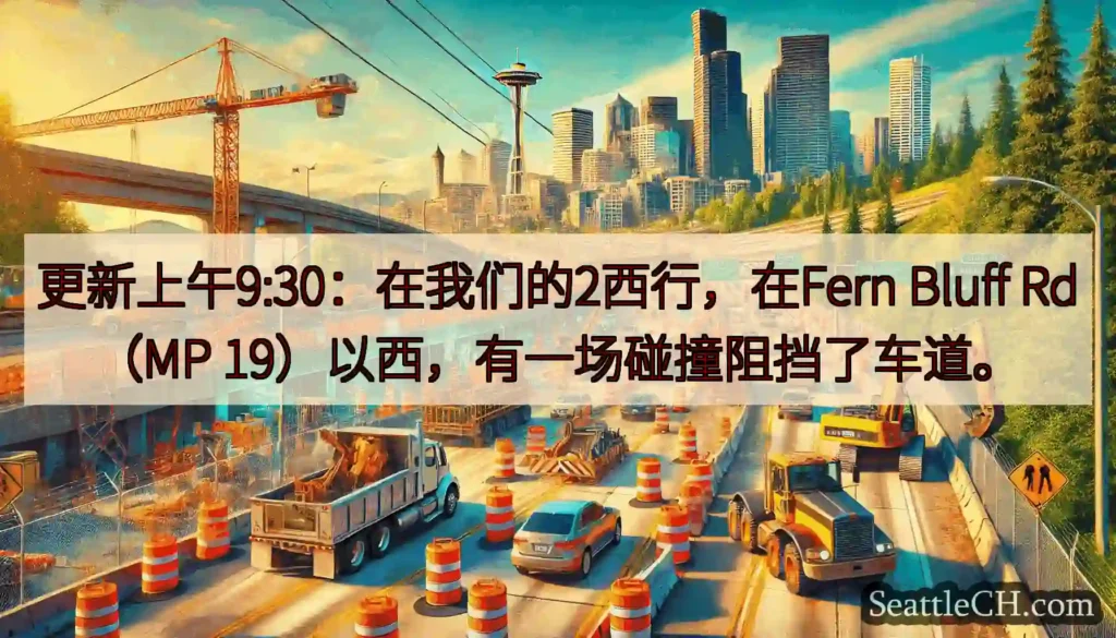 更新上午9:30：在我们的2西行，在Fern Bluff Rd（MP