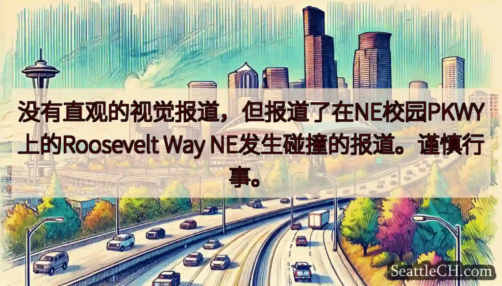 没有直观的视觉报道，但报道了在NE校园PKWY上的Roosevelt Way