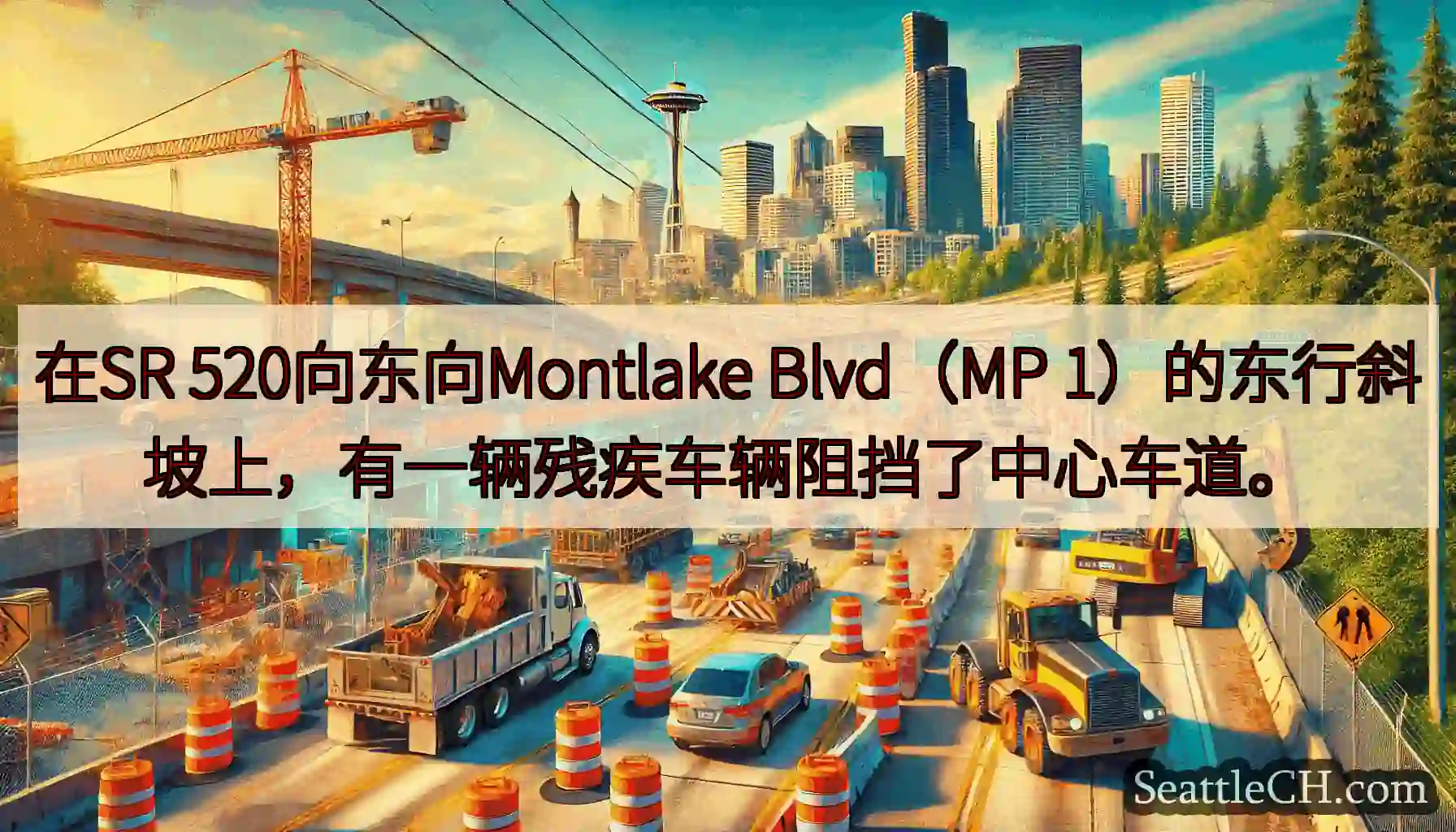 在SR 520向东向Montlake Blvd（MP