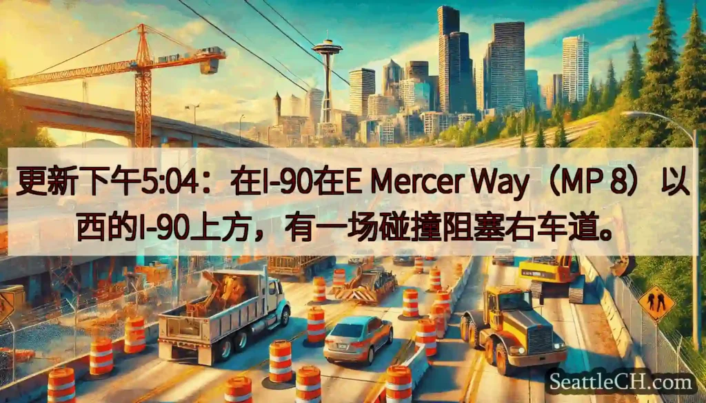 更新下午5:04：在I-90在E Mercer Way（MP