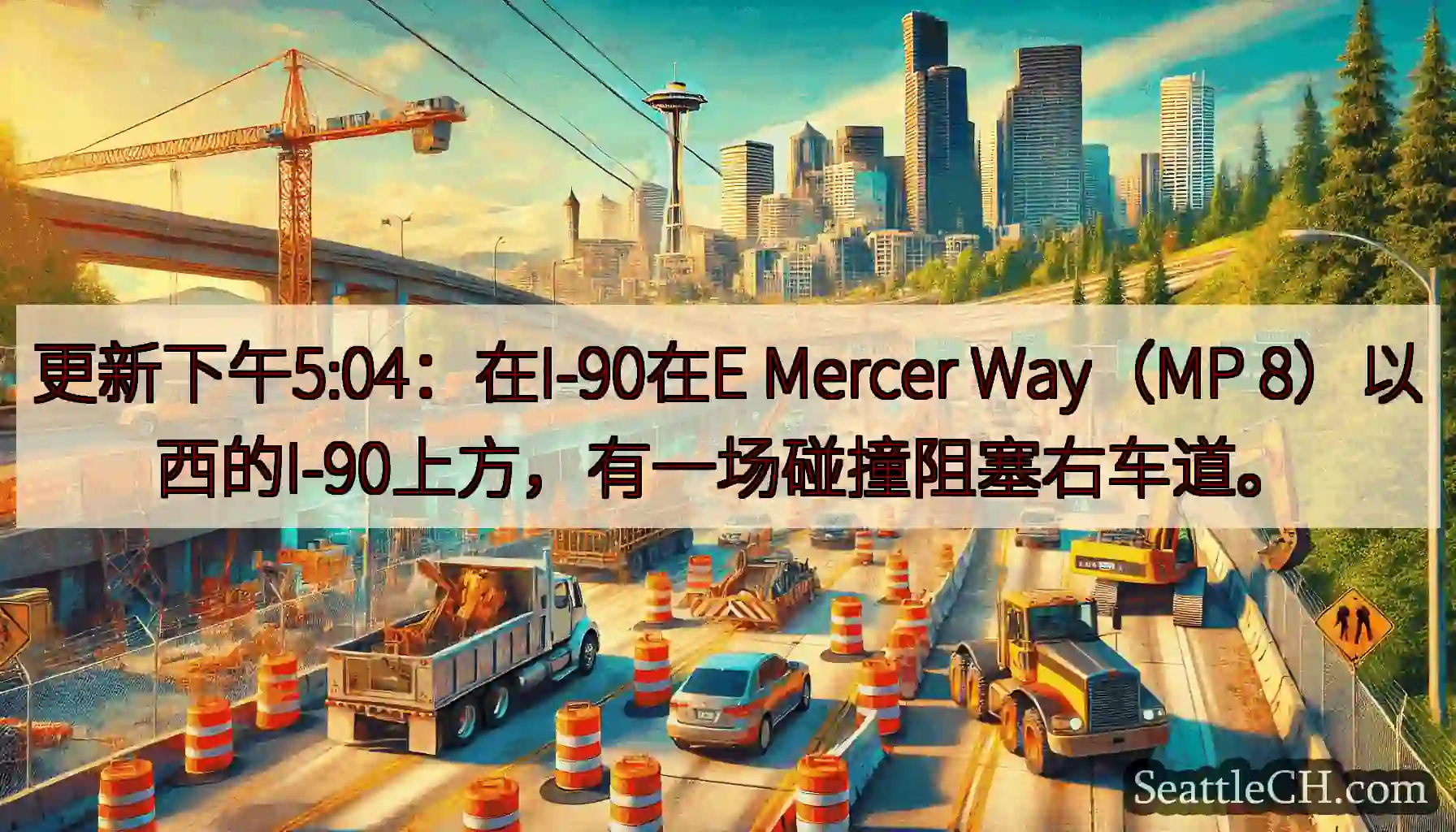 更新下午5:04：在I-90在E Mercer Way（MP