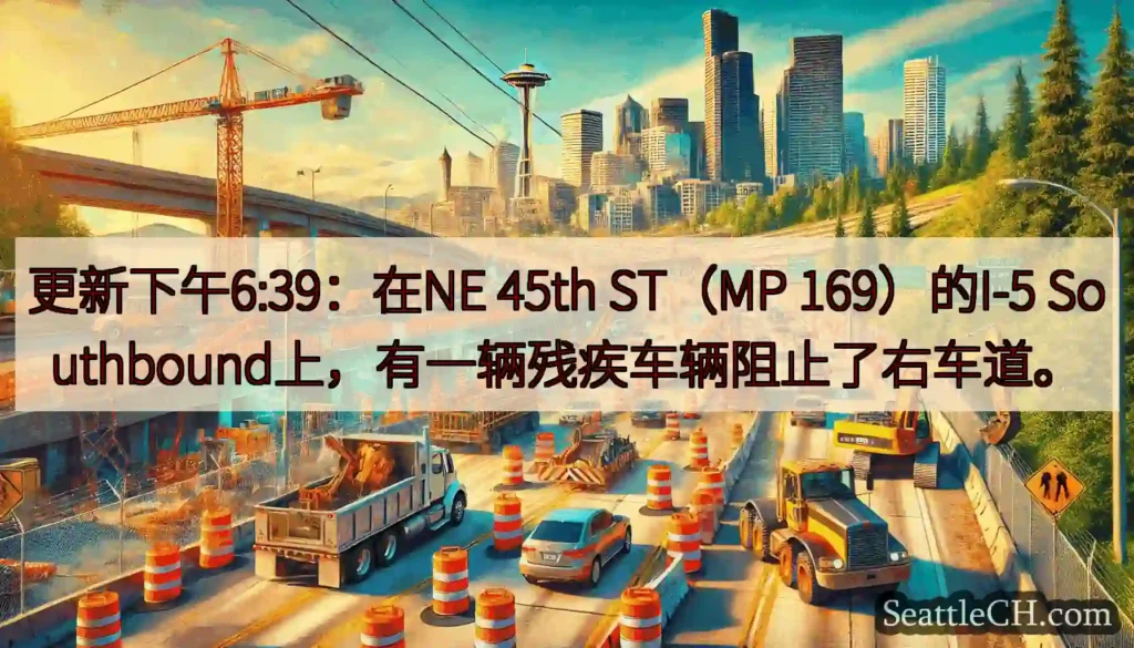 更新下午6:39：在NE 45th ST（MP 169）的I-5