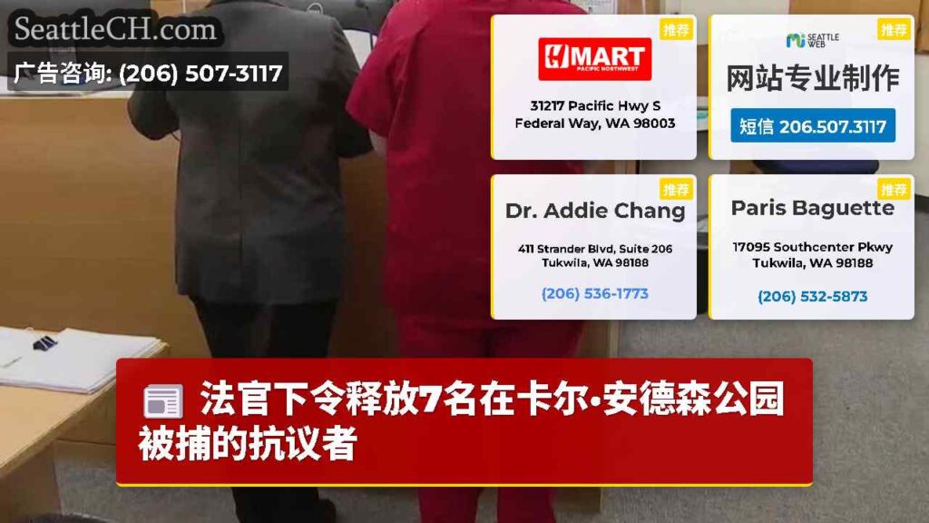 法官下令释放7名在卡尔·安德森公园被捕的抗议者